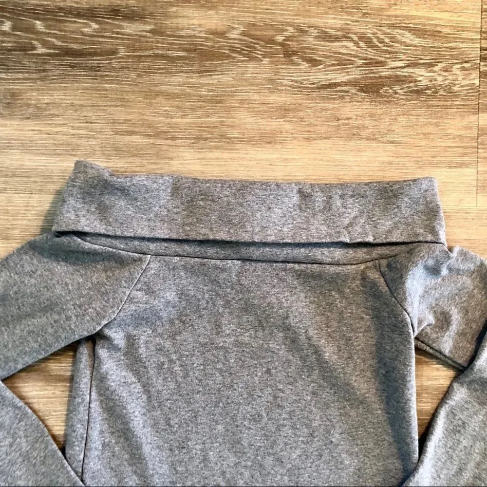 J Crew  grey off the shoulder long sleeved top